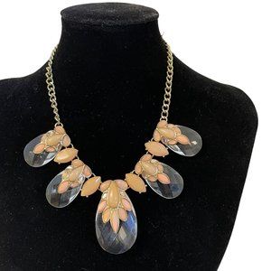 Vintage Womens Single Stand 5 Faux Blue Quarts Stone Necklace Gold Plated 19" L‎